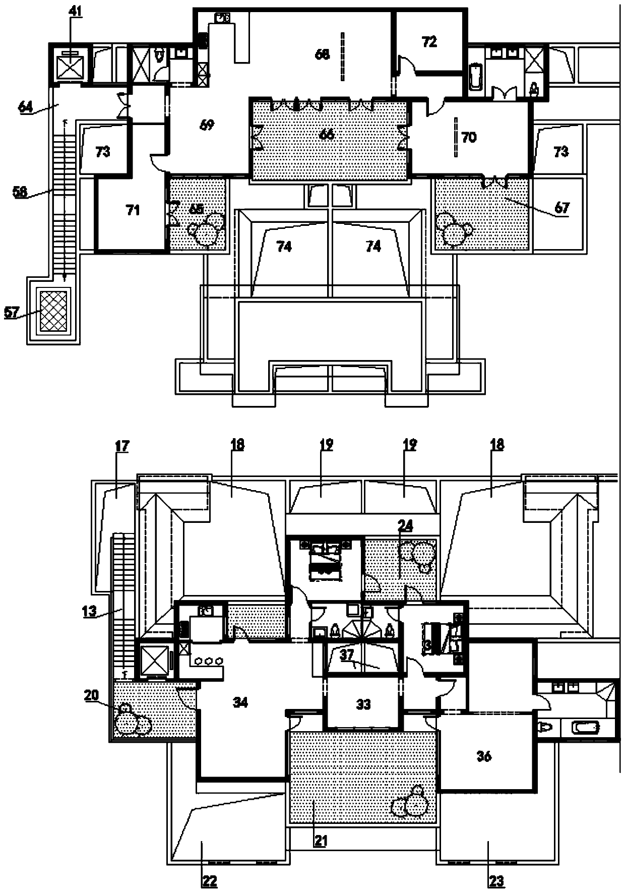 Chinese style air courtyard structure