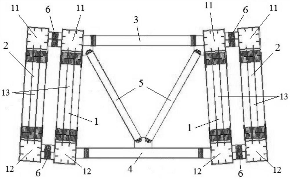 A top-supported multi-piece truss steel truss arch structure