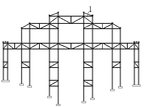 Arching structure of high large-span bridge bailey beams and construction method thereof