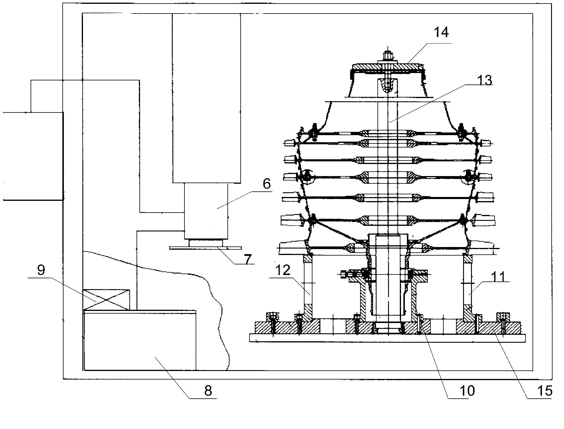 Engine rotor blisk blade-tip curved surface processing device and method