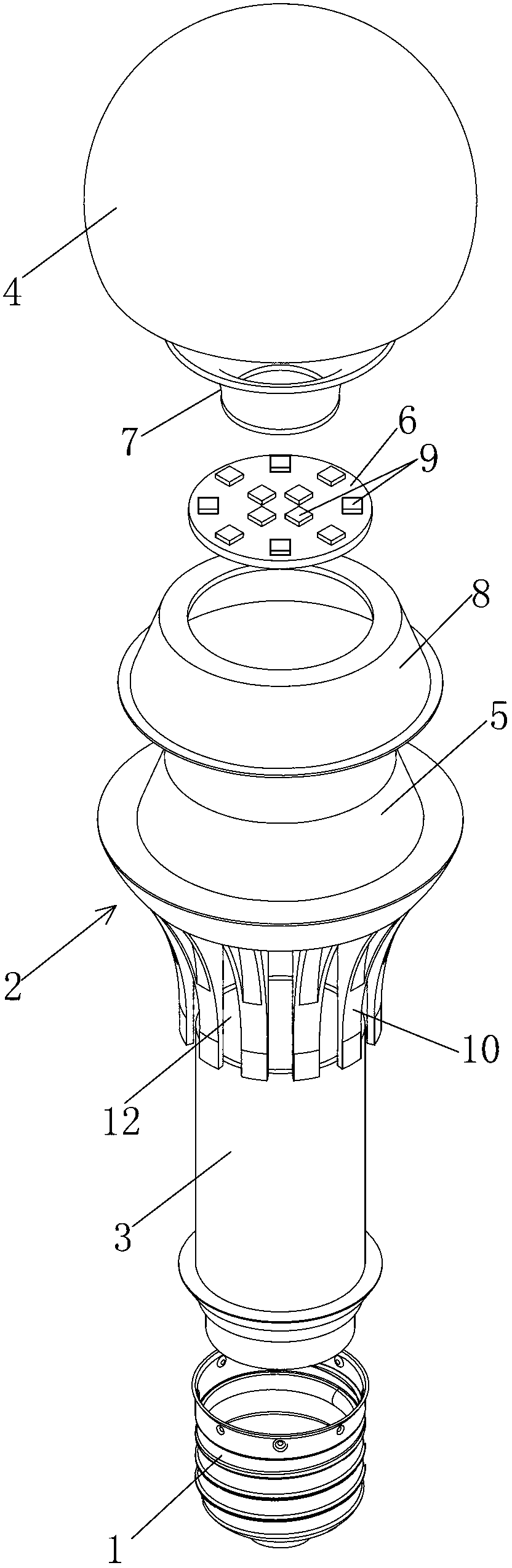 Wide-angle LED lamp