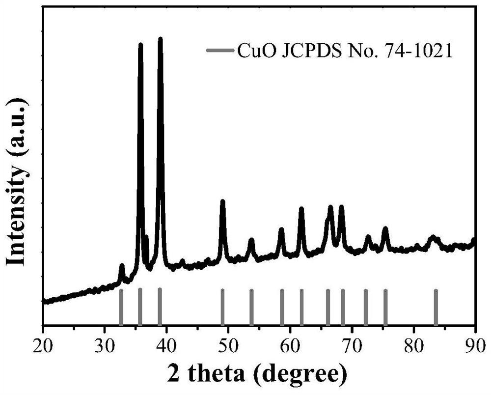 Atomic-scale auxiliary agent modified CuO composite mesocrystal catalyst and preparation method thereof