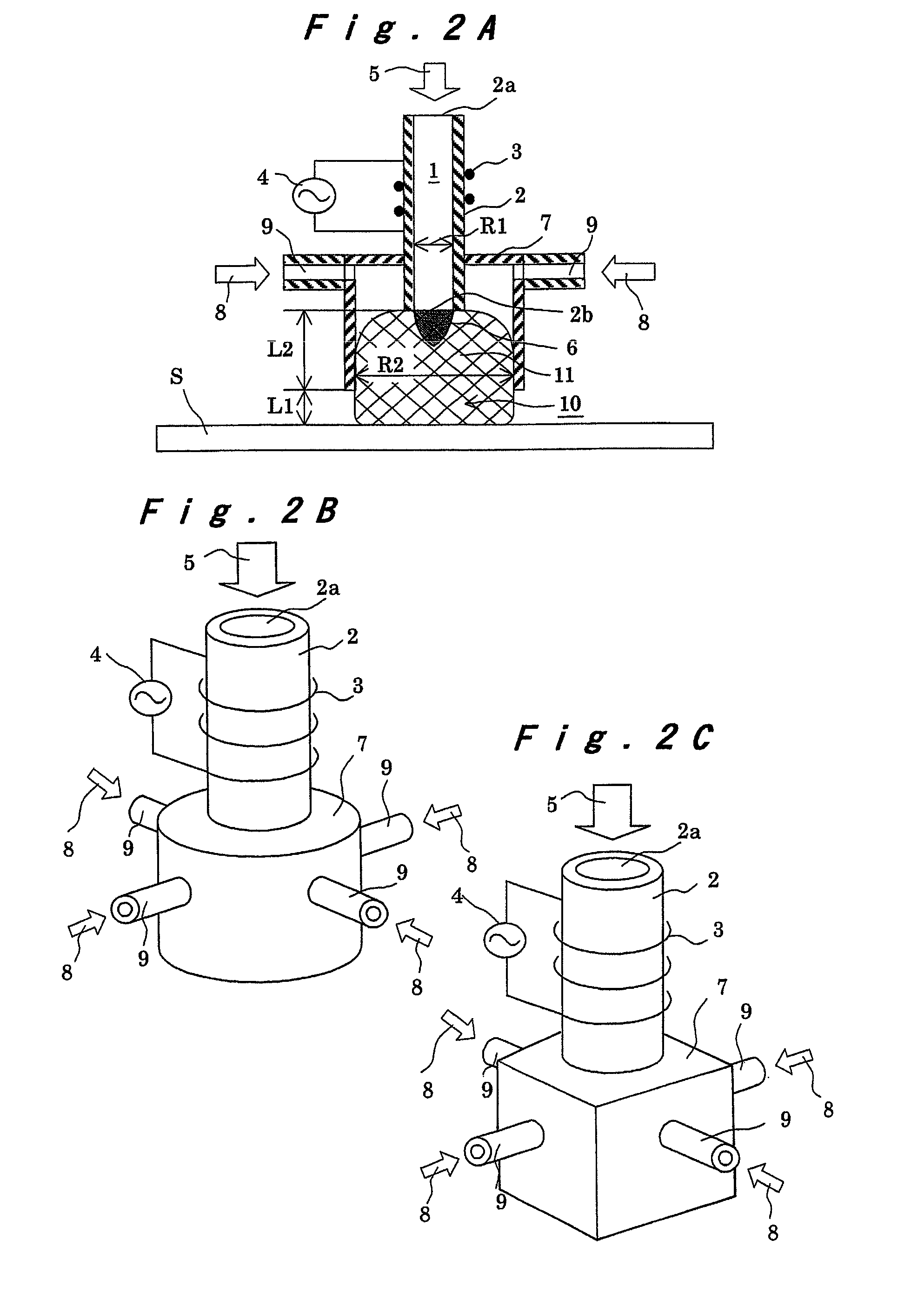 Atmospheric pressure plasma, generating method, plasma processing method and component mounting method using same, and device using these methods