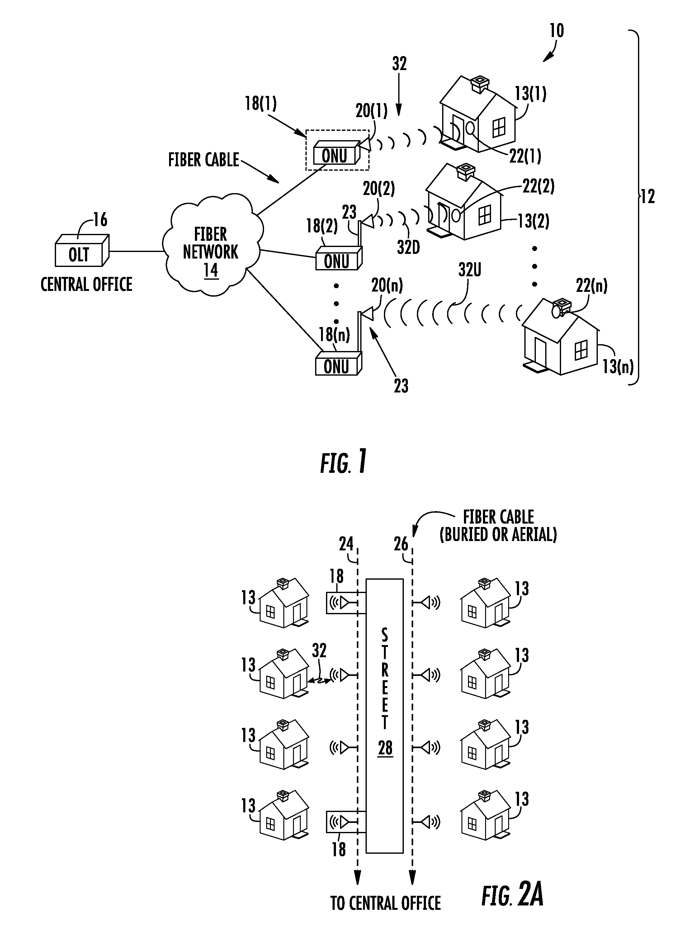 Systems with optical network units (ONUS) for high bandwidth connectivity, and related components and methods