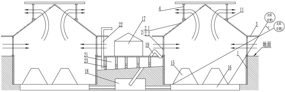 Laying hen raising house capable of naturally regulating and controlling microclimate environment and raising method