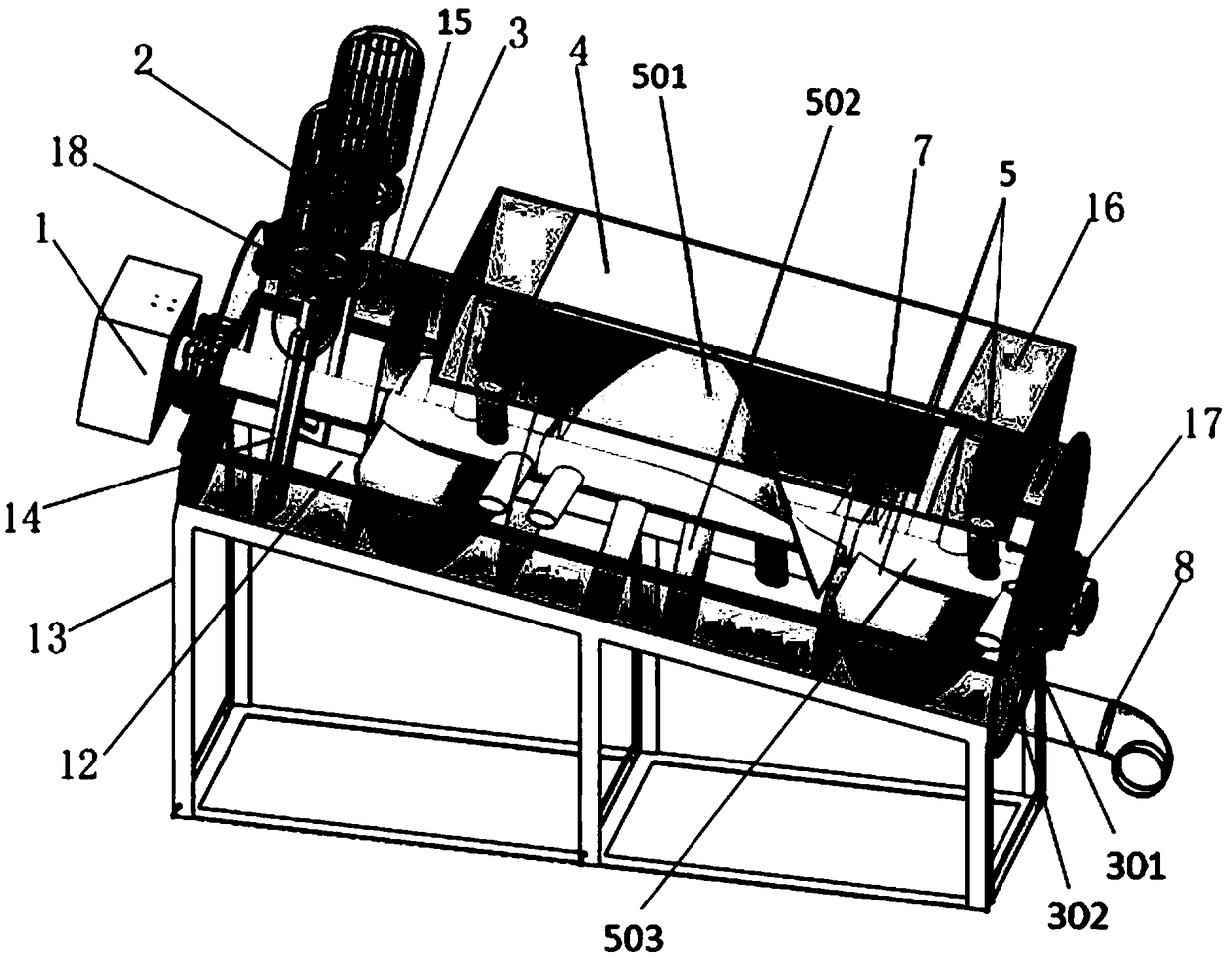 Horizontal stirring machine