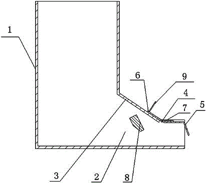 A plastic packaging material discharge device