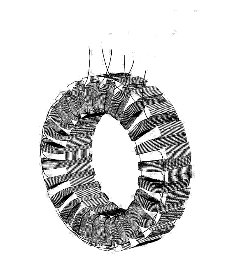 Generator stator winding and winding method thereof