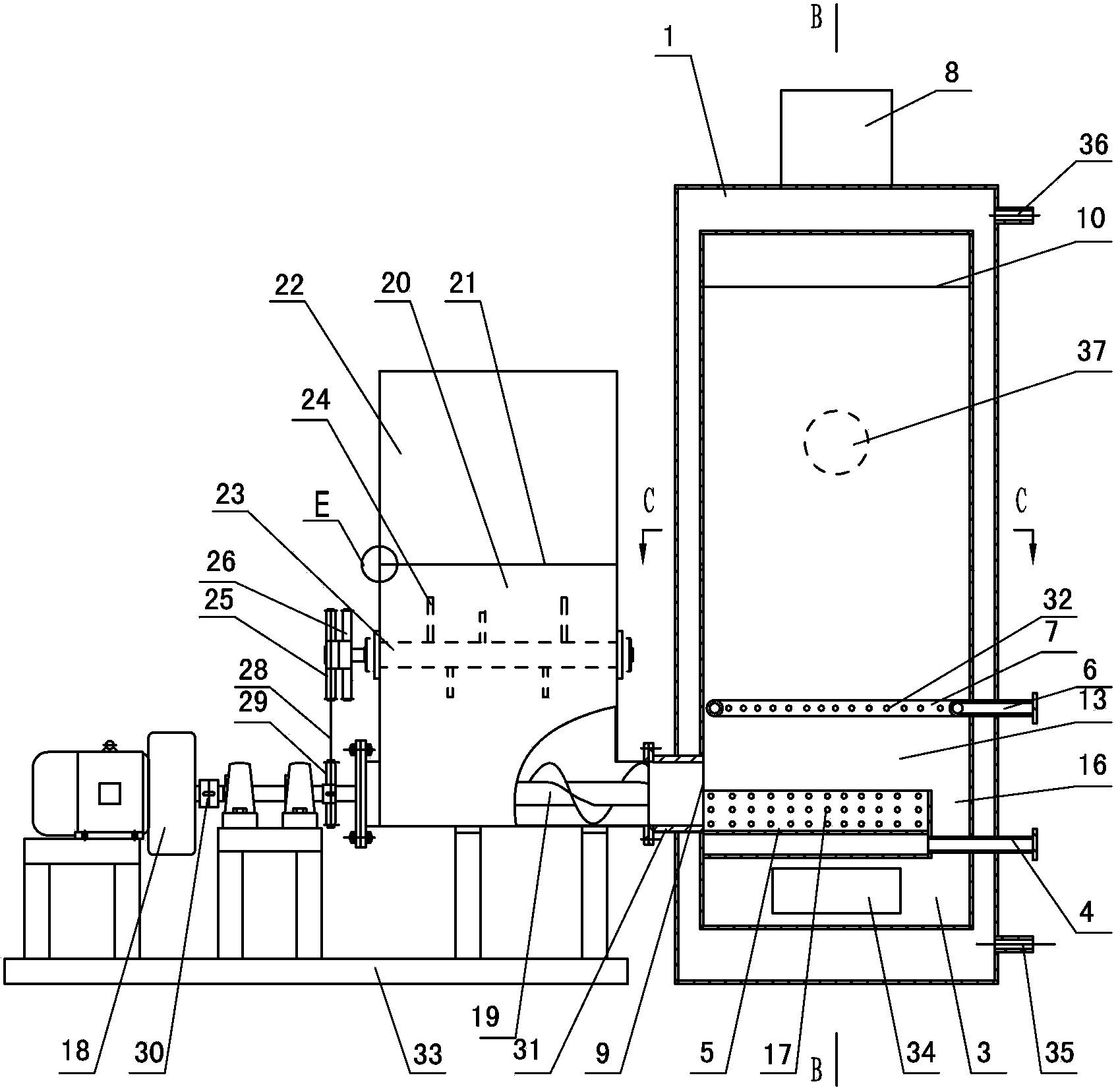 Small-sized biomass chopped-material direct-fired water boiler