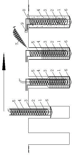 Reinforced sack grouting stone-breaking pile with heat transferring tube buried therein and construction method