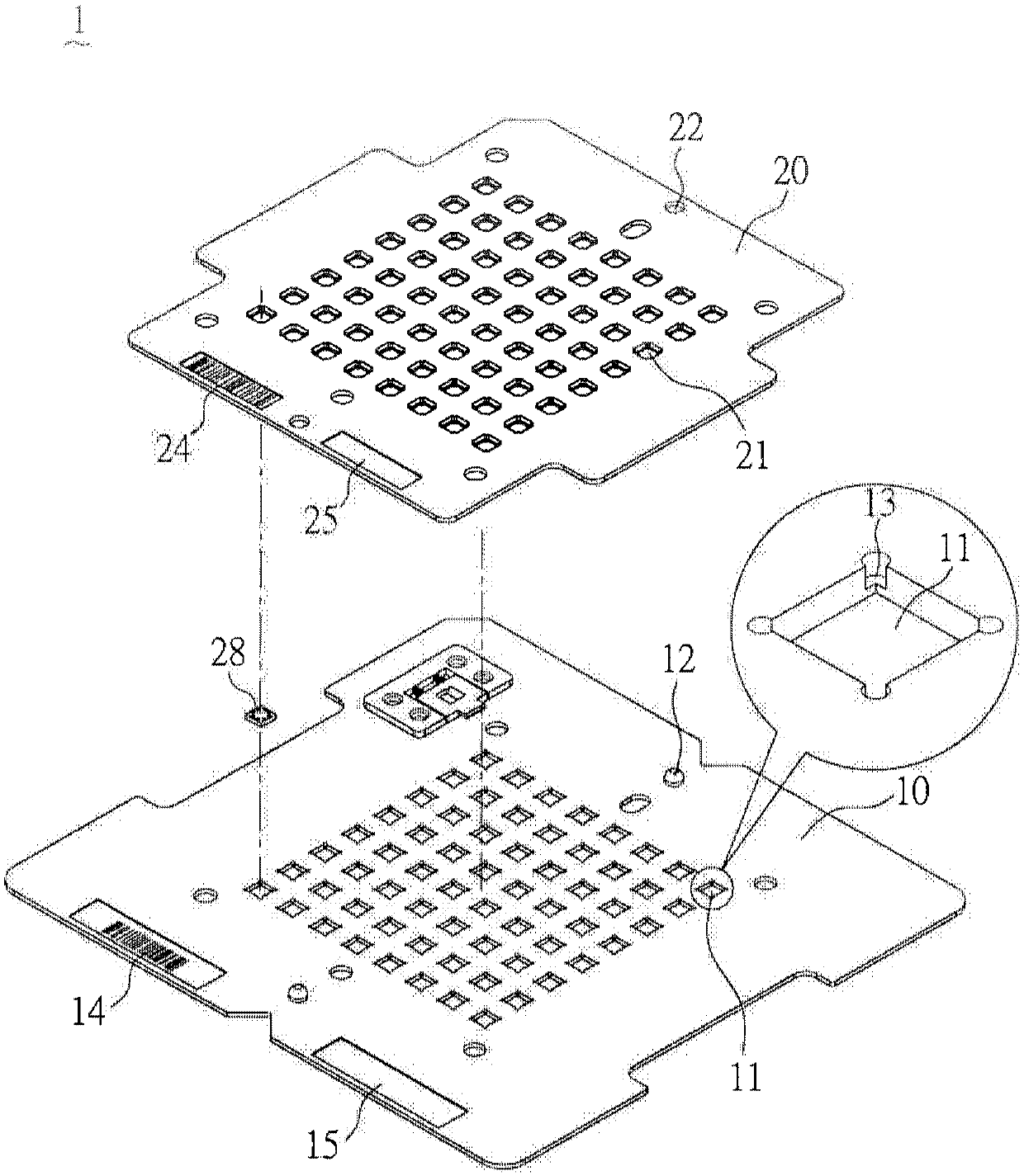 Semiconductor component test carrier, test apparatus thereof and equipment