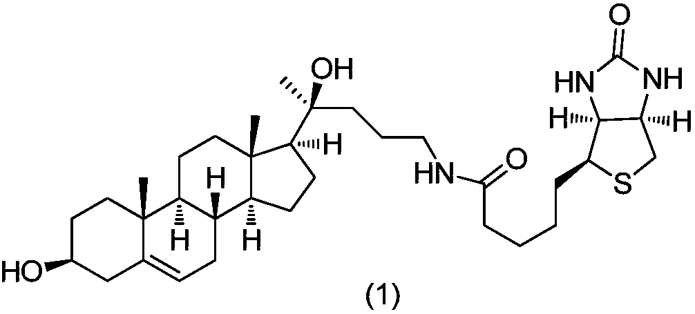 A kind of 20-hydroxycholesterol-biotin molecular probe and its preparation method and application