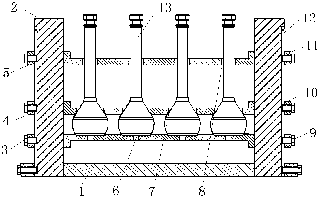 Volumetric flask fixing device