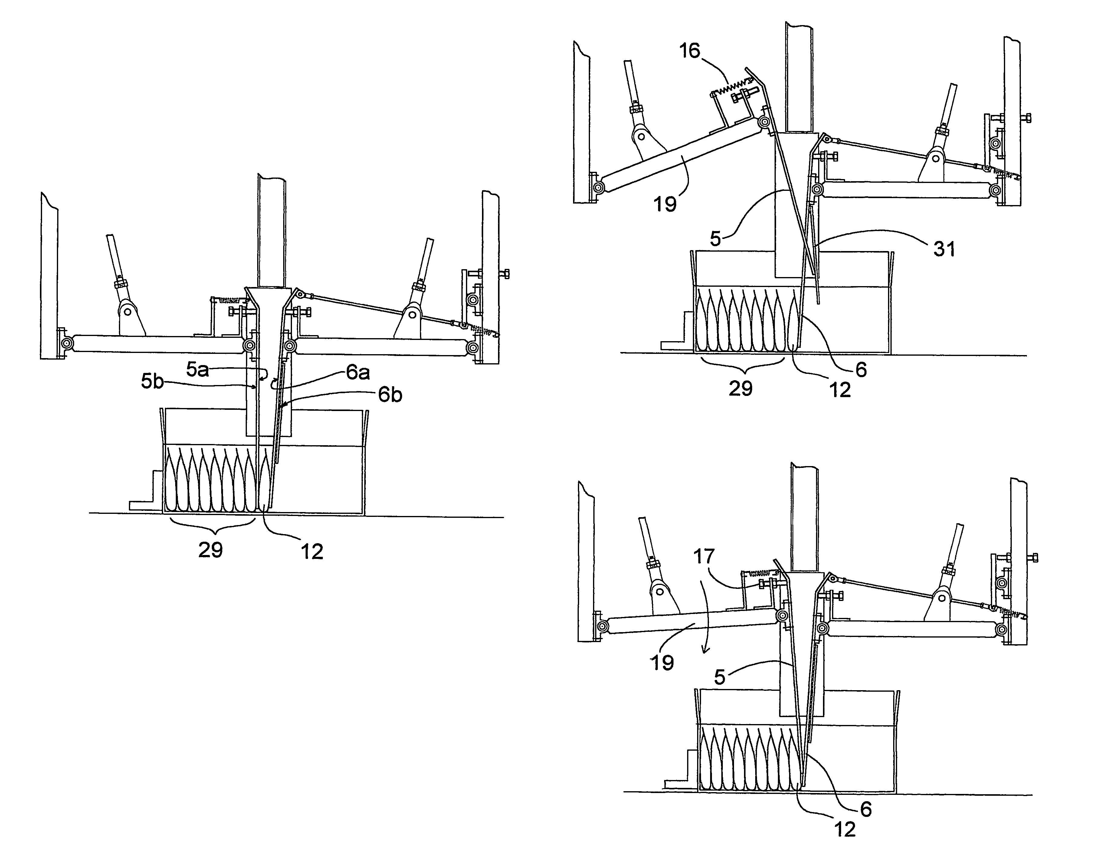 Device for filling a container with a plurality of objects