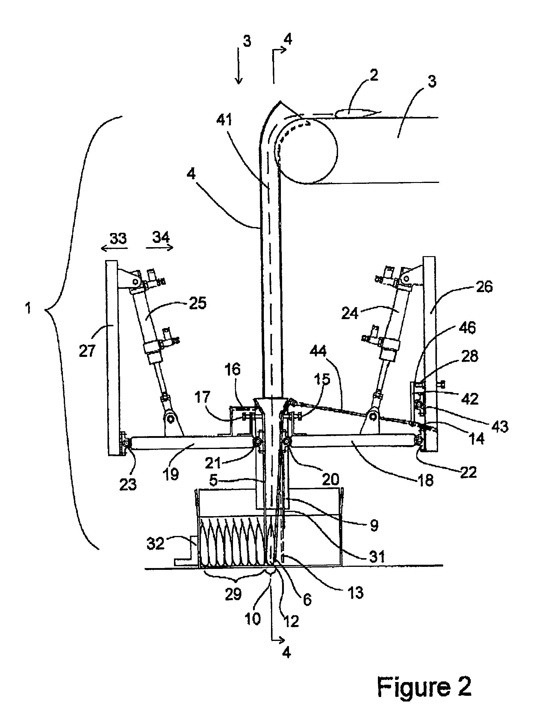 Device for filling a container with a plurality of objects