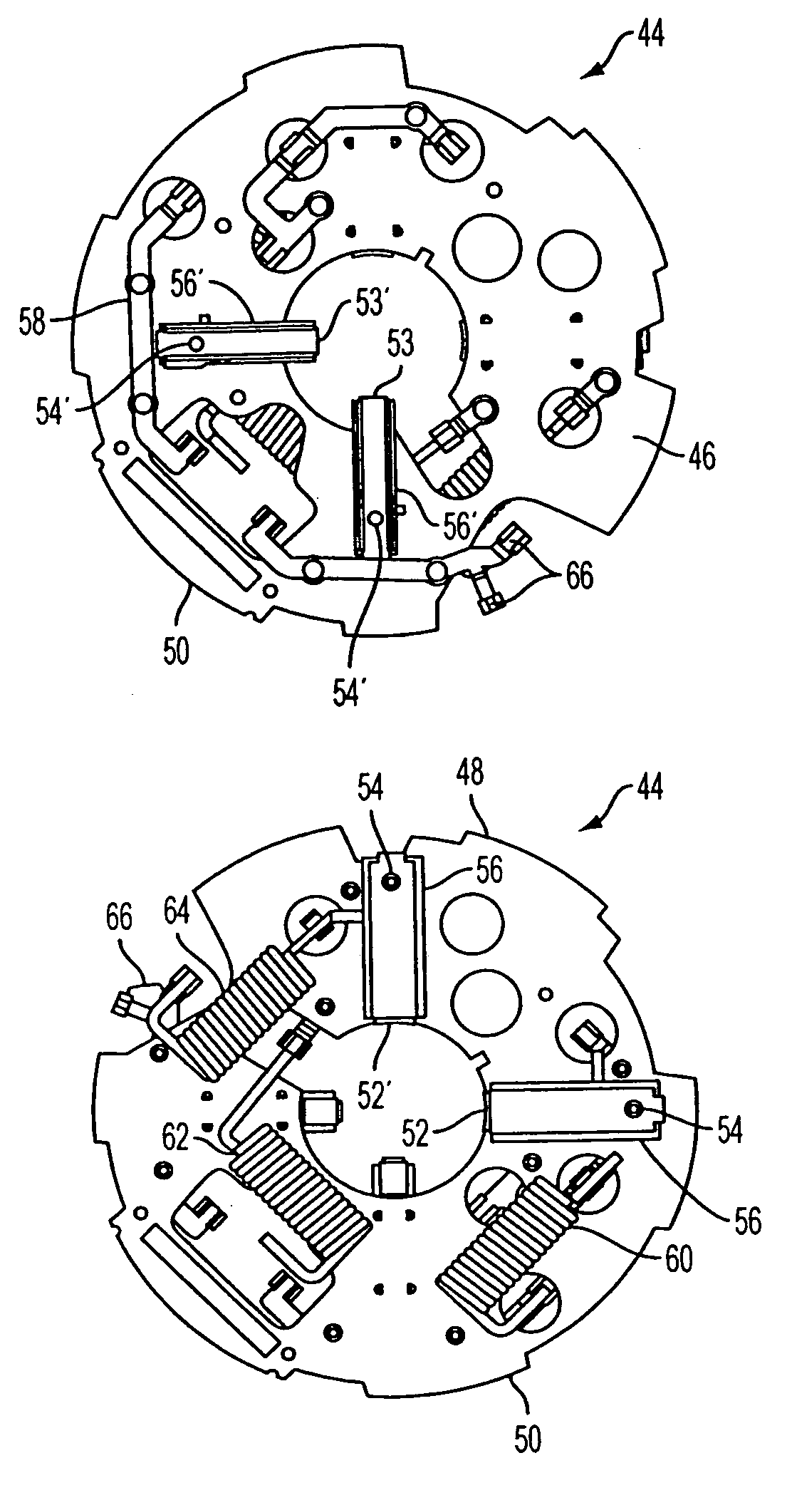 Two speed electric motor with link wound dual-commutator and dual-armature winding