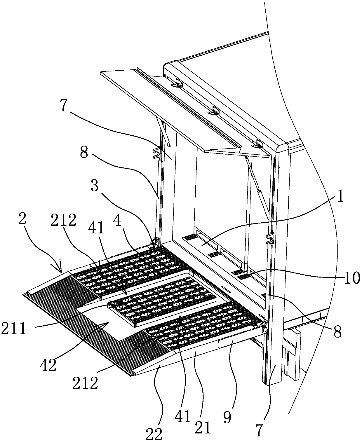 Loading and unloading device for truck