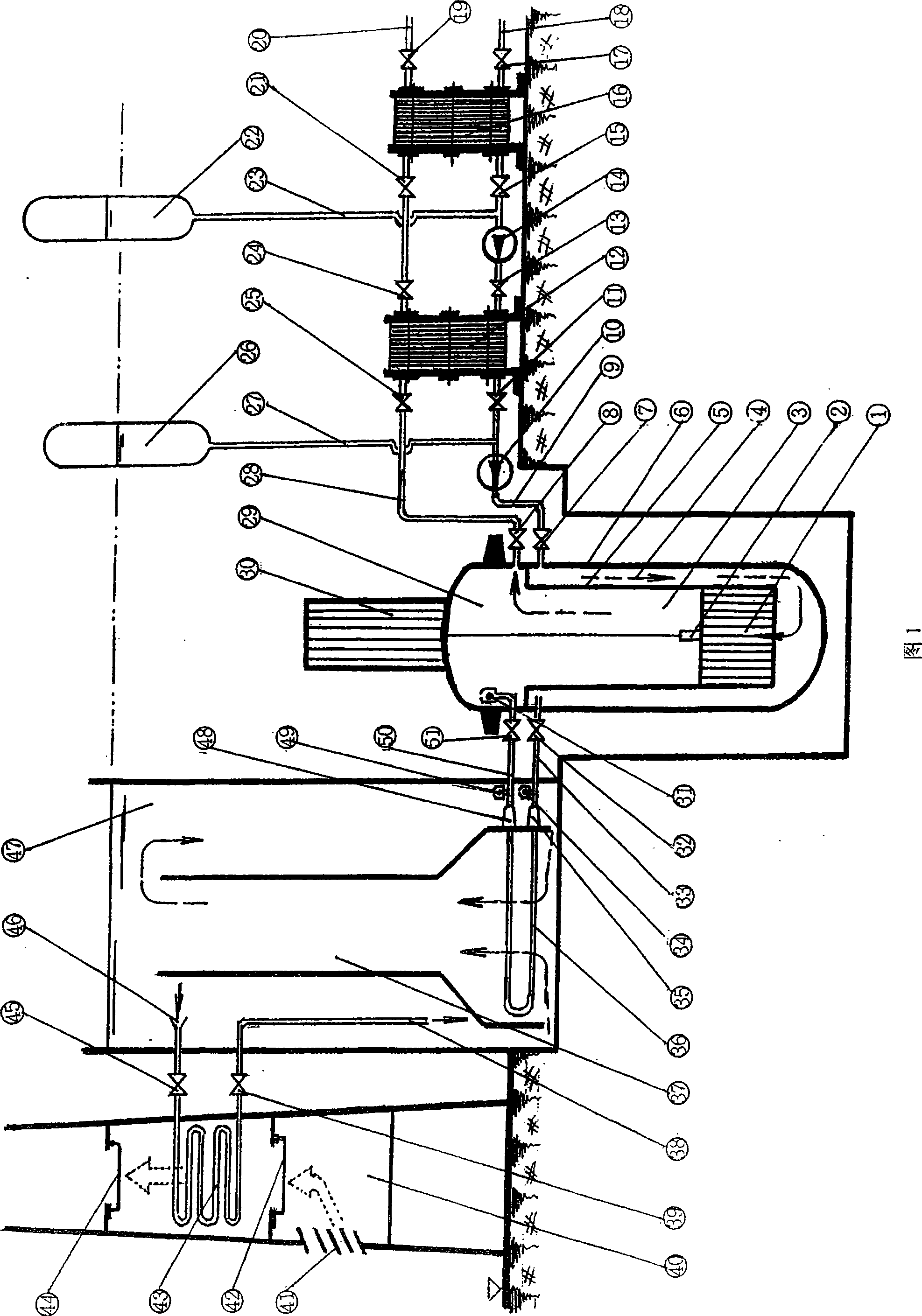 Inherent safety pool case combination low-temperature stack nuclear heating station apparatus and operational procedure thereof