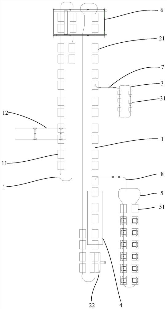 Flexible general assembly workshop process line structure based on AGV