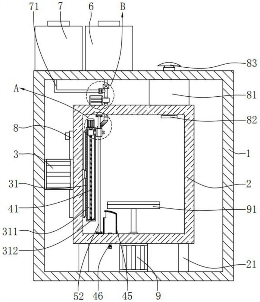 Paint spraying device with drying function used for wooden furniture processing