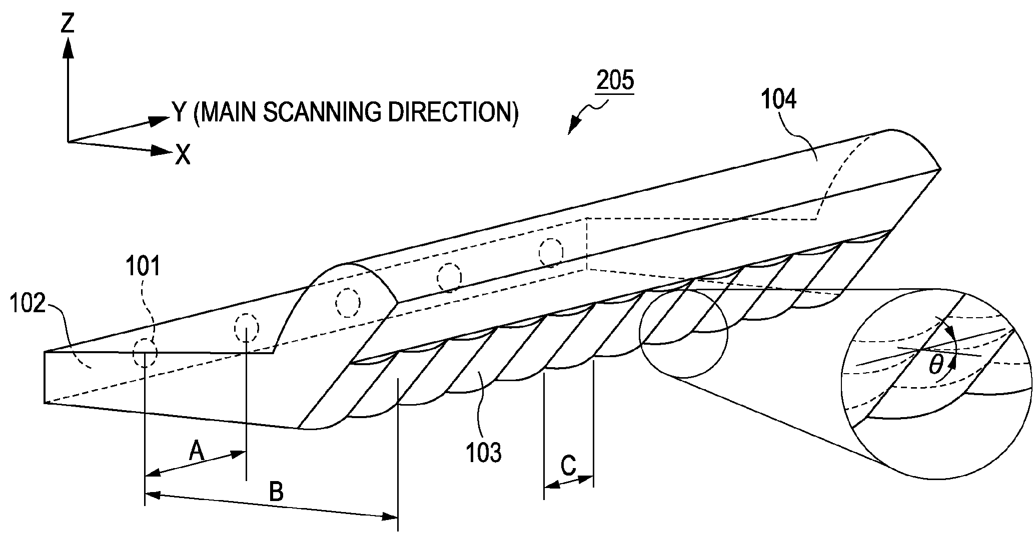 Light guide optical system, document illuminating device using same, and image reading apparatus using same