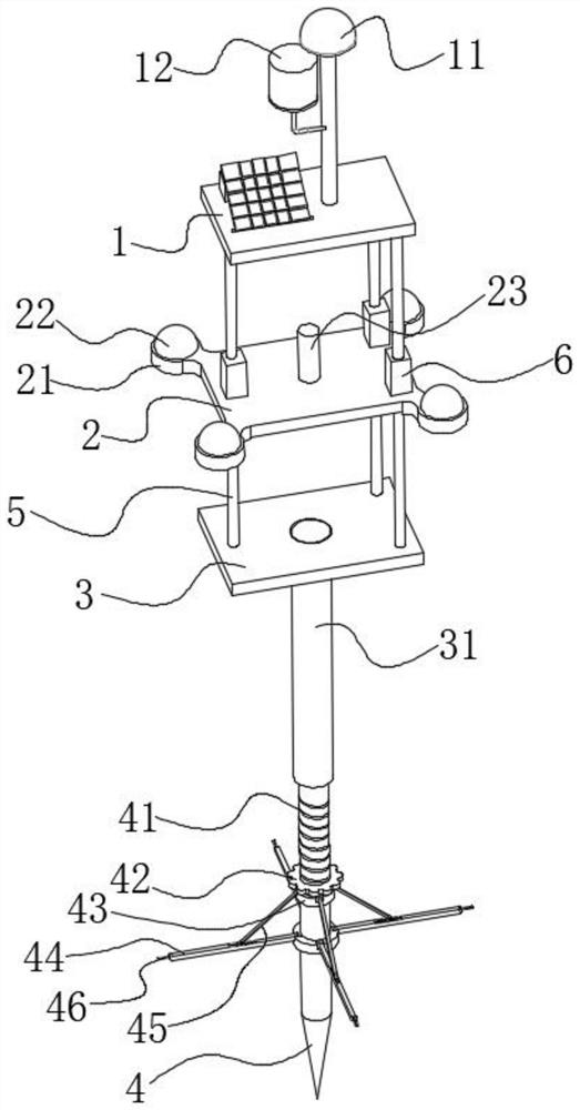 Acousto-optic alarm structure for riverway water level exceeding warning line