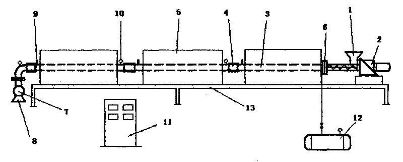 Method and device for continuously heating and sterilizing solid materials by tubular microwaves