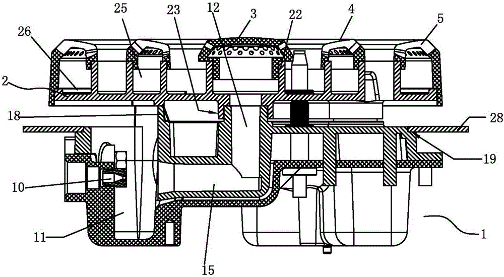 Upside-air-inlet three-fire-ring high-power combustor