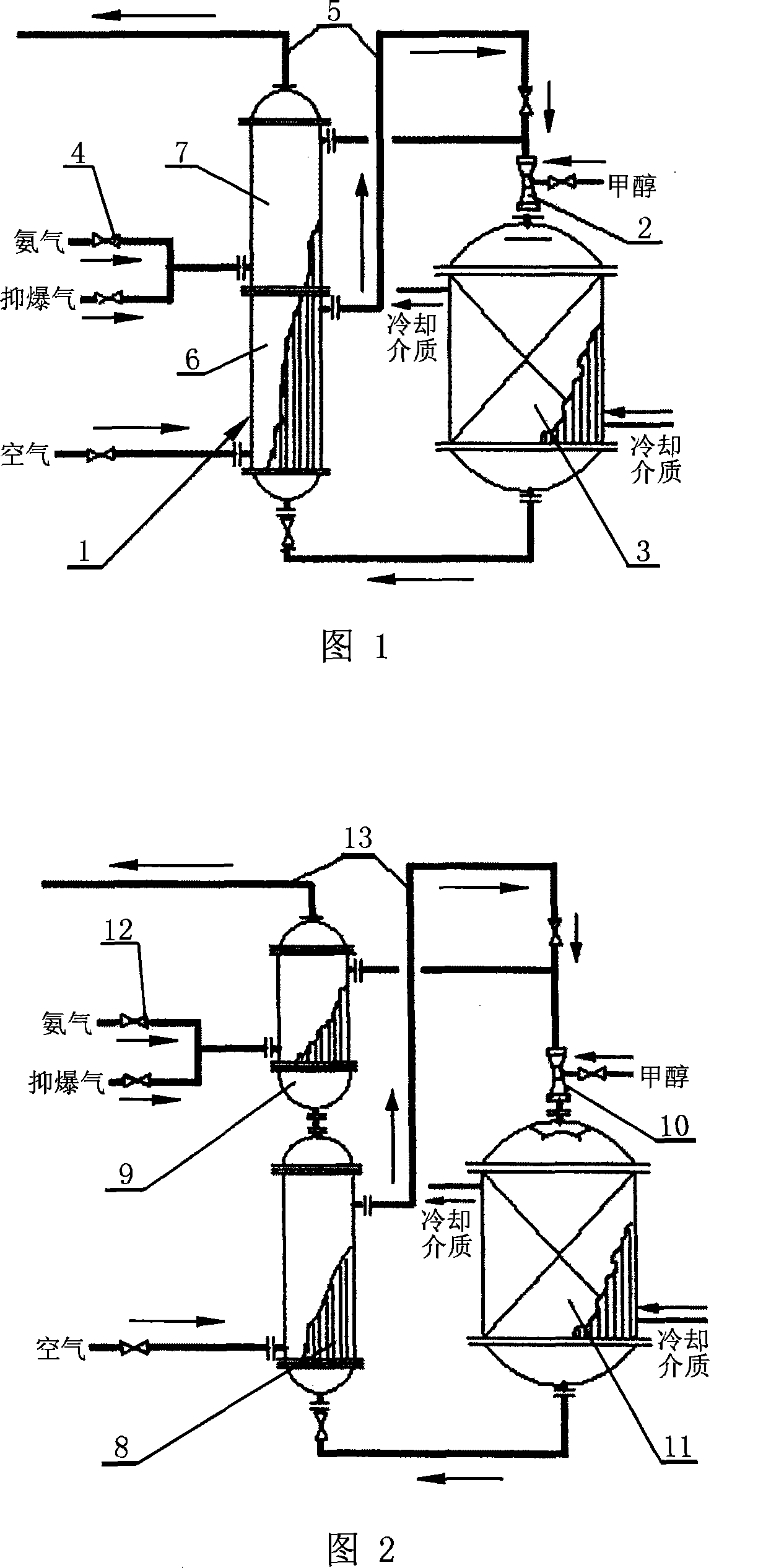 Methanol ammonoxidation explosion-proof yield increasing method