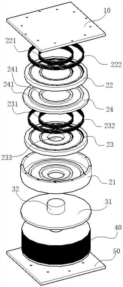 Three-dimensional vibration isolation device for rail transit