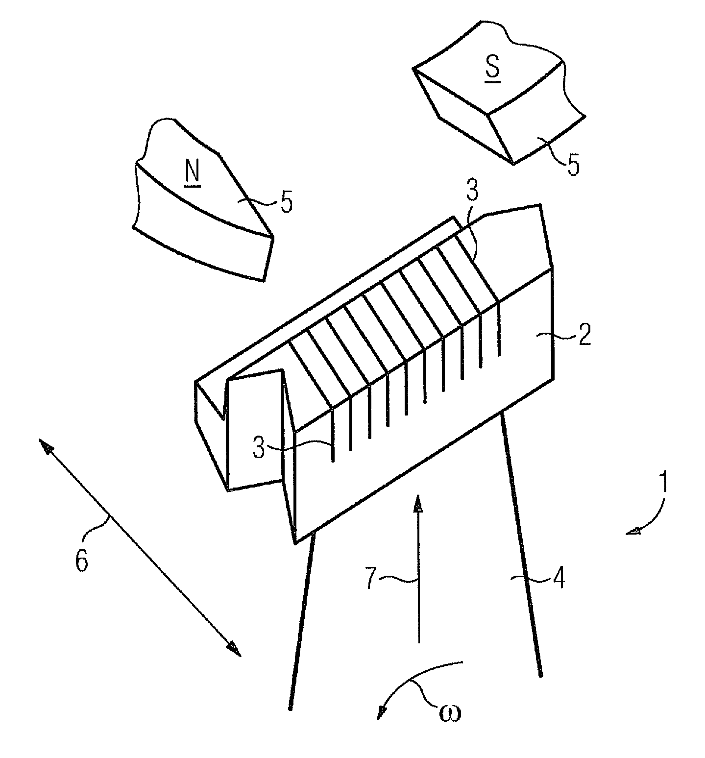 Magnetic device for damping blade vibrations in turbomachines