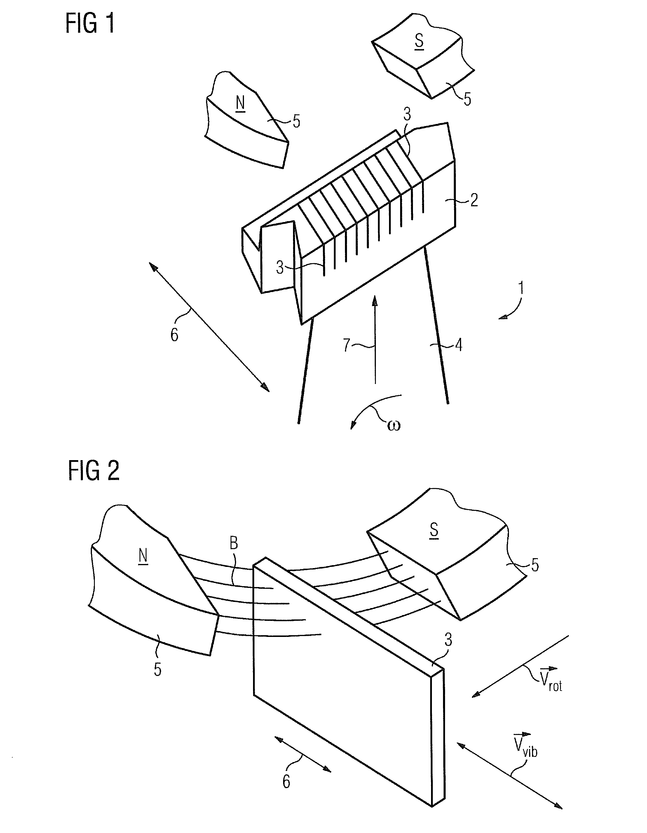 Magnetic device for damping blade vibrations in turbomachines