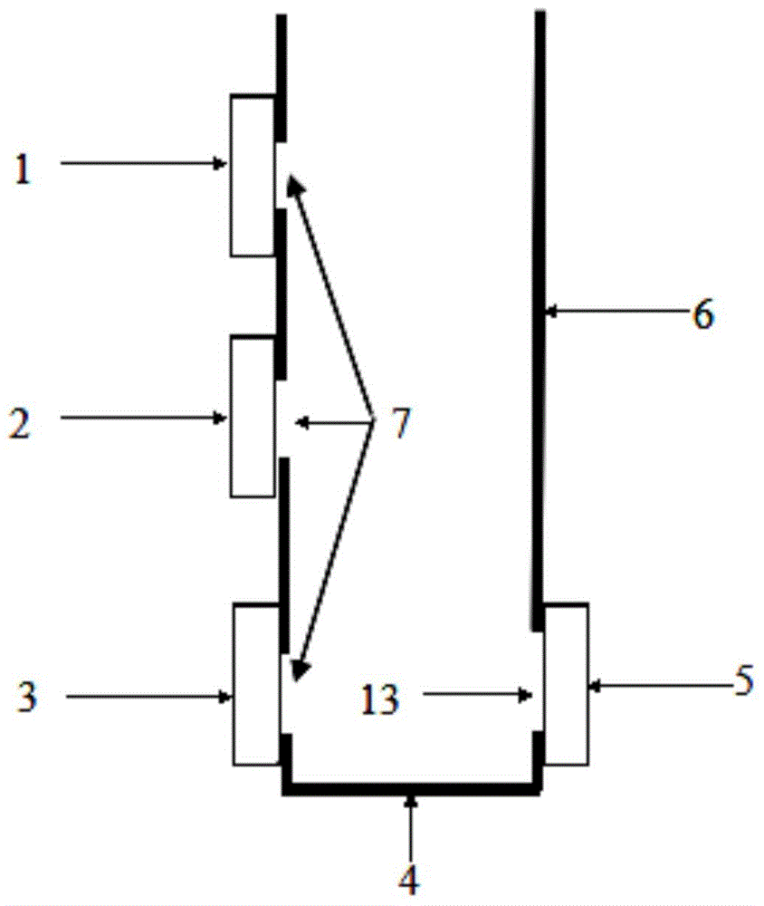 A layered flood and sediment discharge device for a reservoir