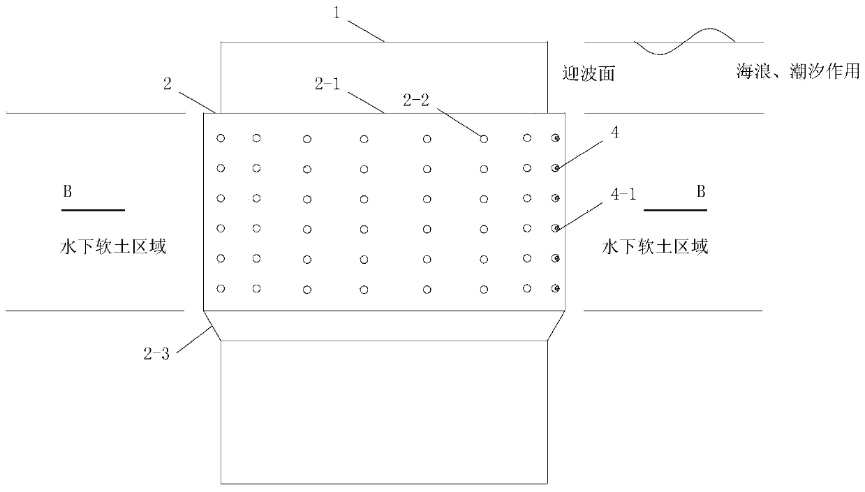 Underwater anti-sliding cast-in-situ bored pile foundation and construction method thereof