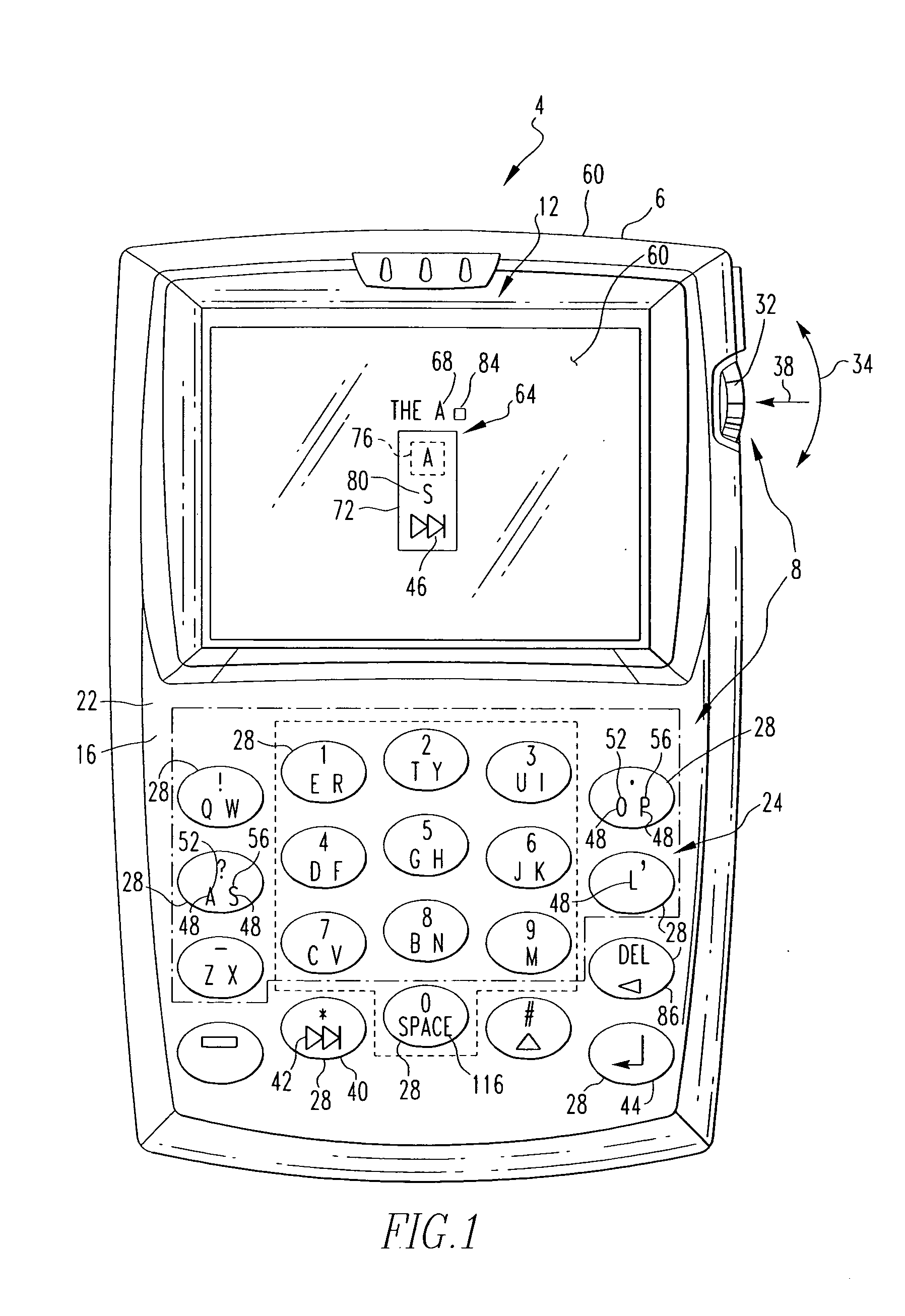 Handheld electronic device with text disambiguation