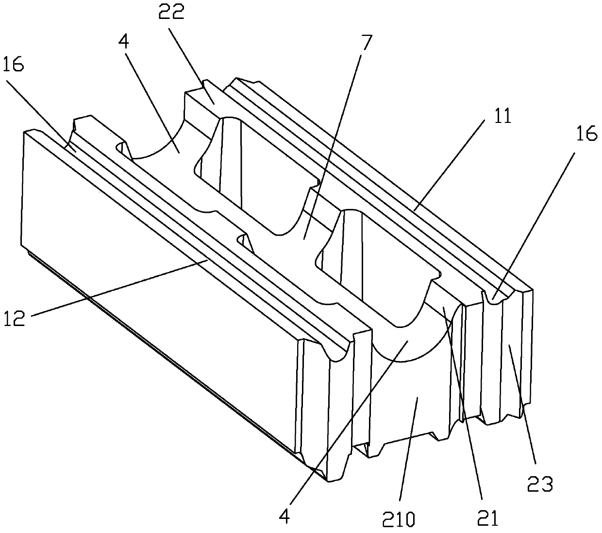 Main body brick used for constructing hollow wall