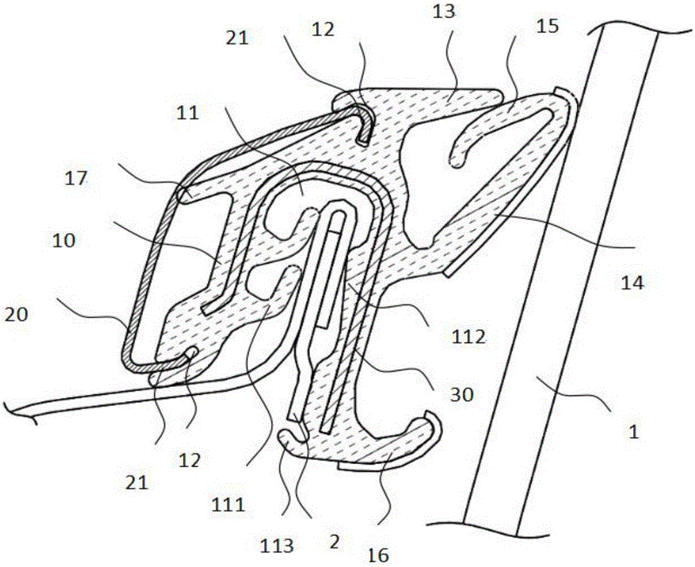 Outer water retaining seal strip with decorative bright strip