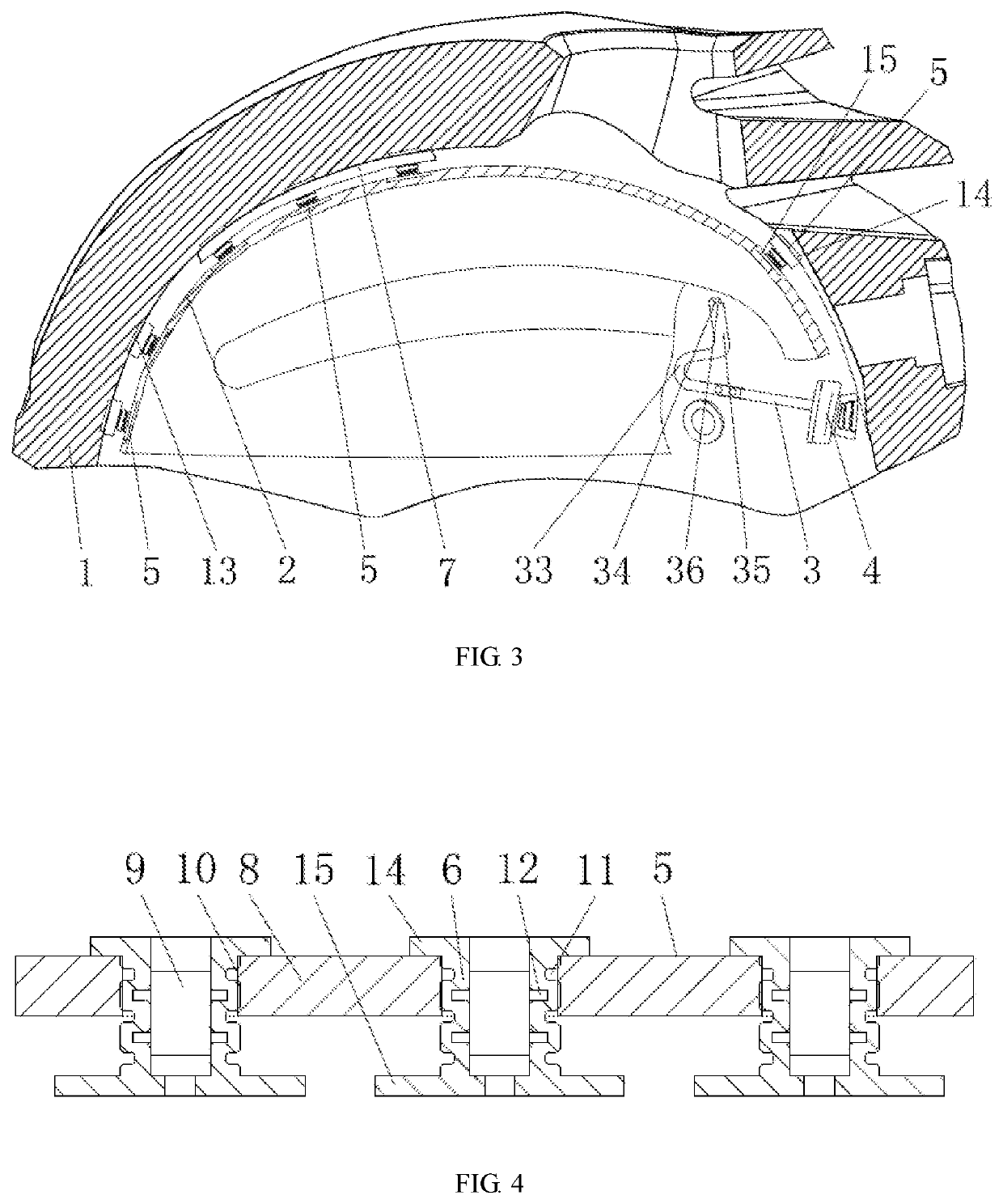 Safety helmet with rotary impact buffering function