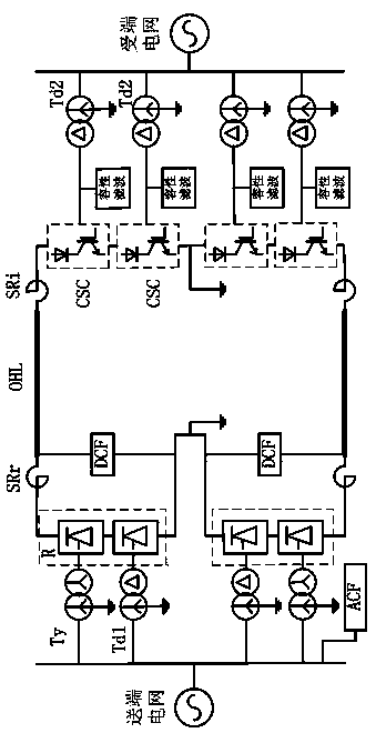 Full-current composite high-voltage direct current transmission system