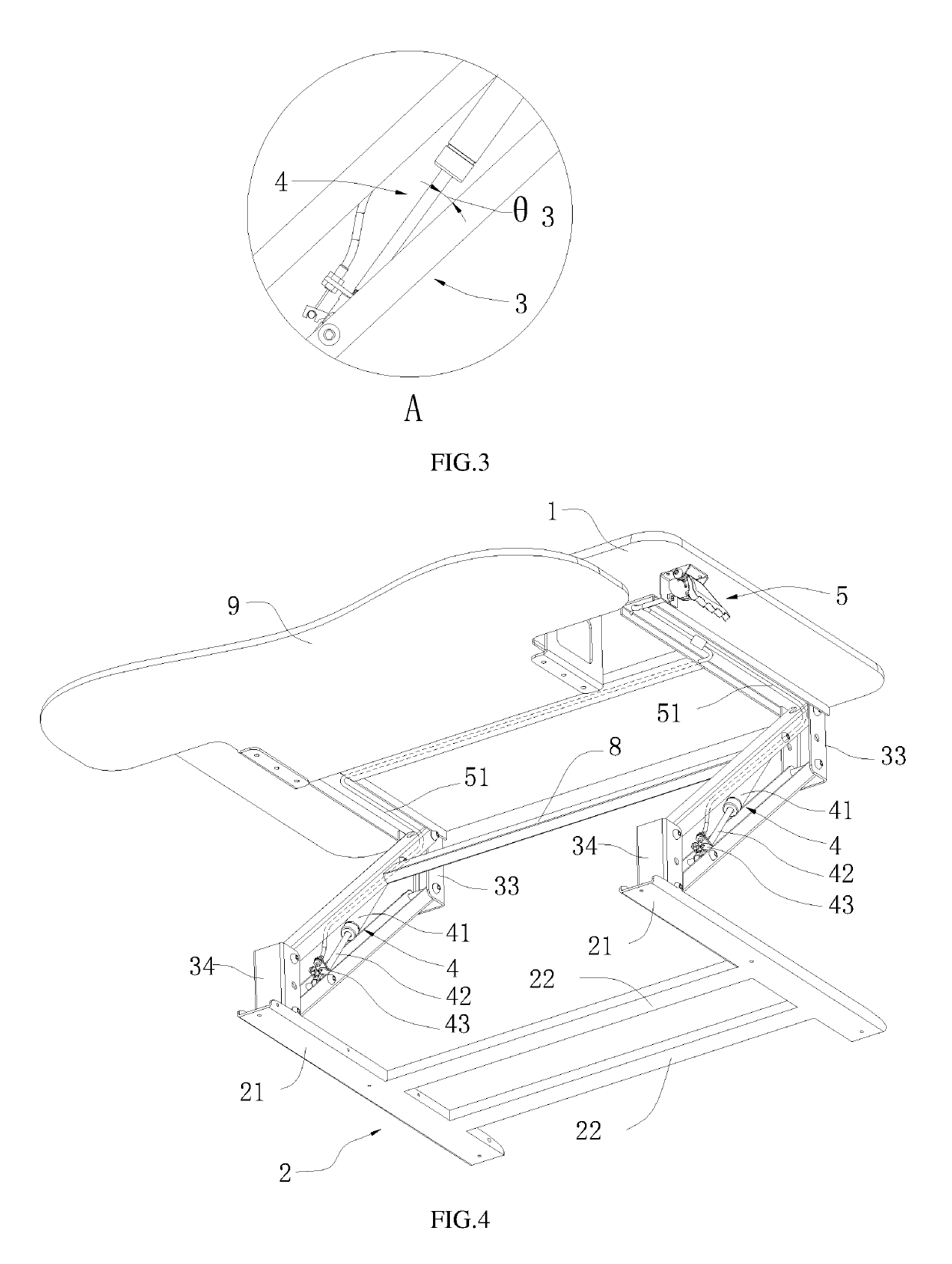 Height adjustment mechanism, platform and method