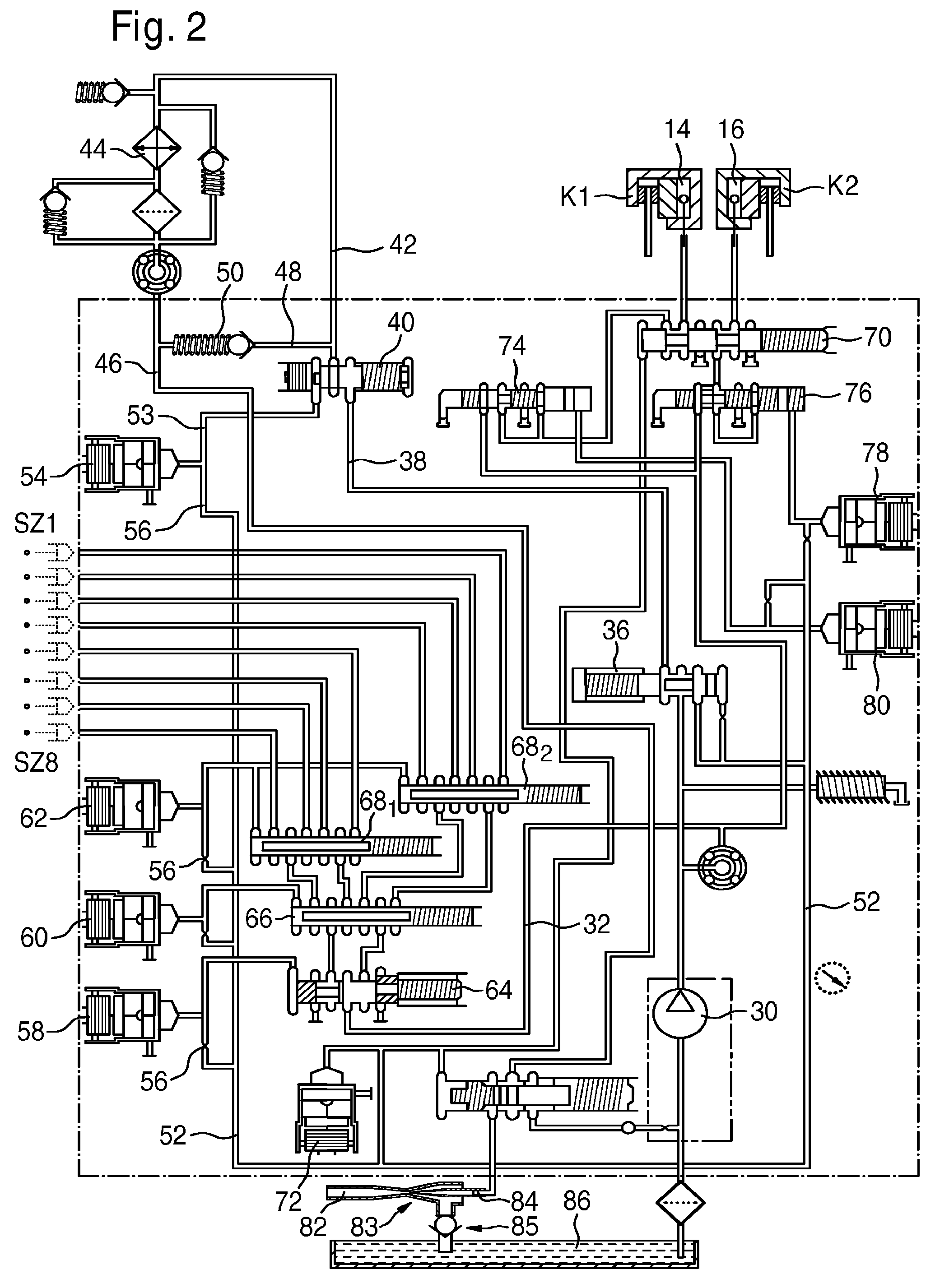 Device for driving a plurality of hydraulic shift cylinders and hydraulic supply system for a twin-clutch transmission