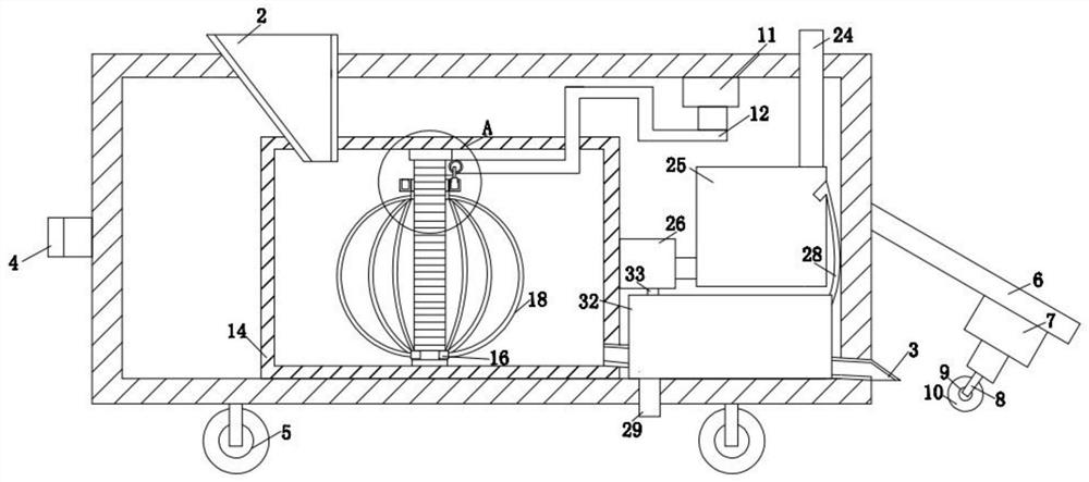 An asphalt laying device with stirring function for highway construction