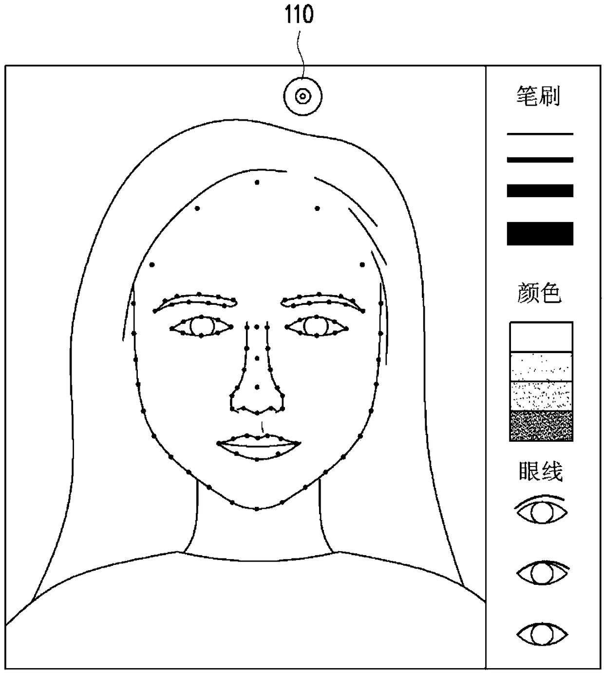 Eyeliner-drawing guide device and method thereof