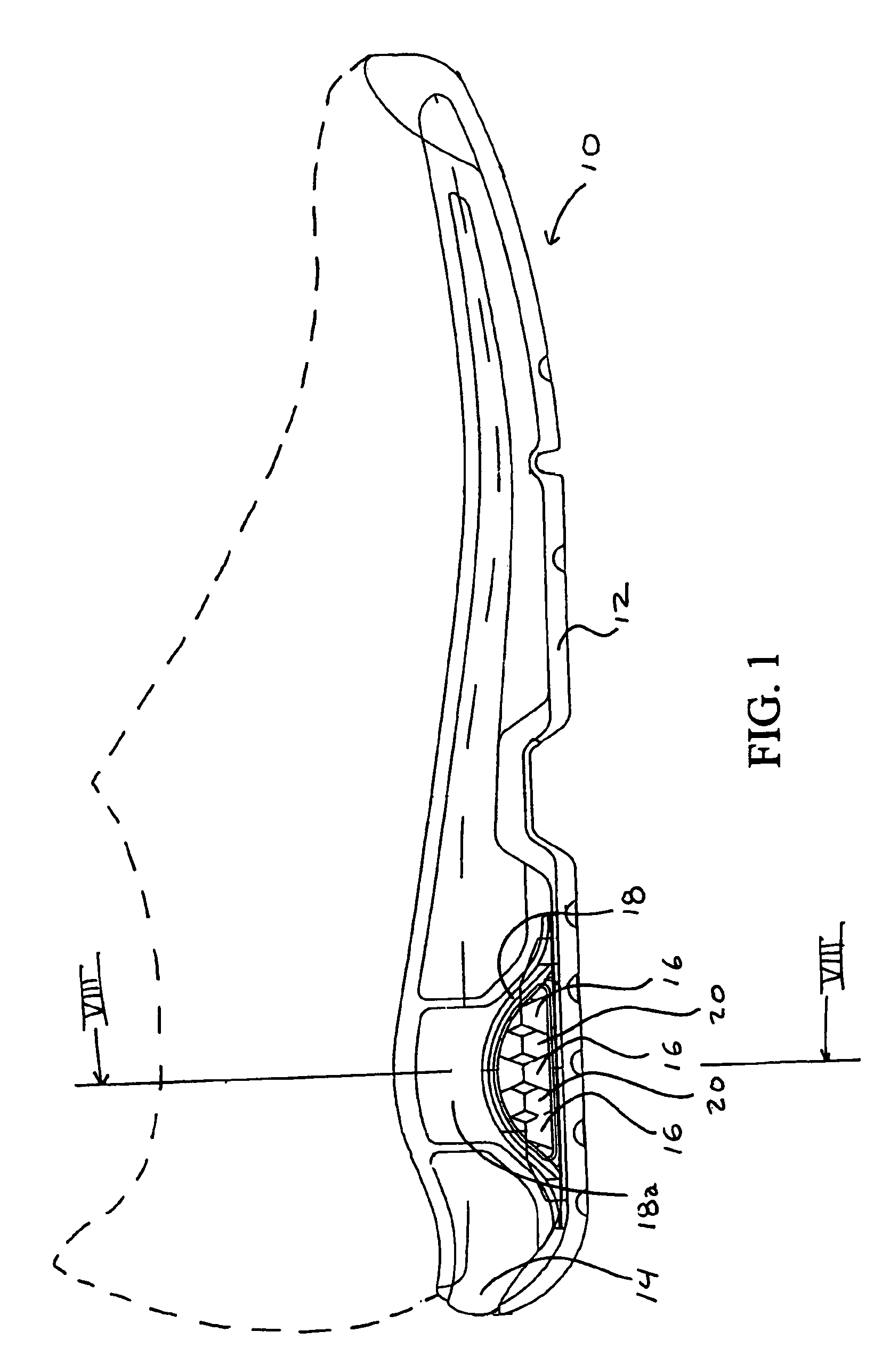 Cushioning assembly in an athletic shoe