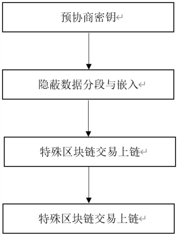 Block chain hidden data segmentation transmission method