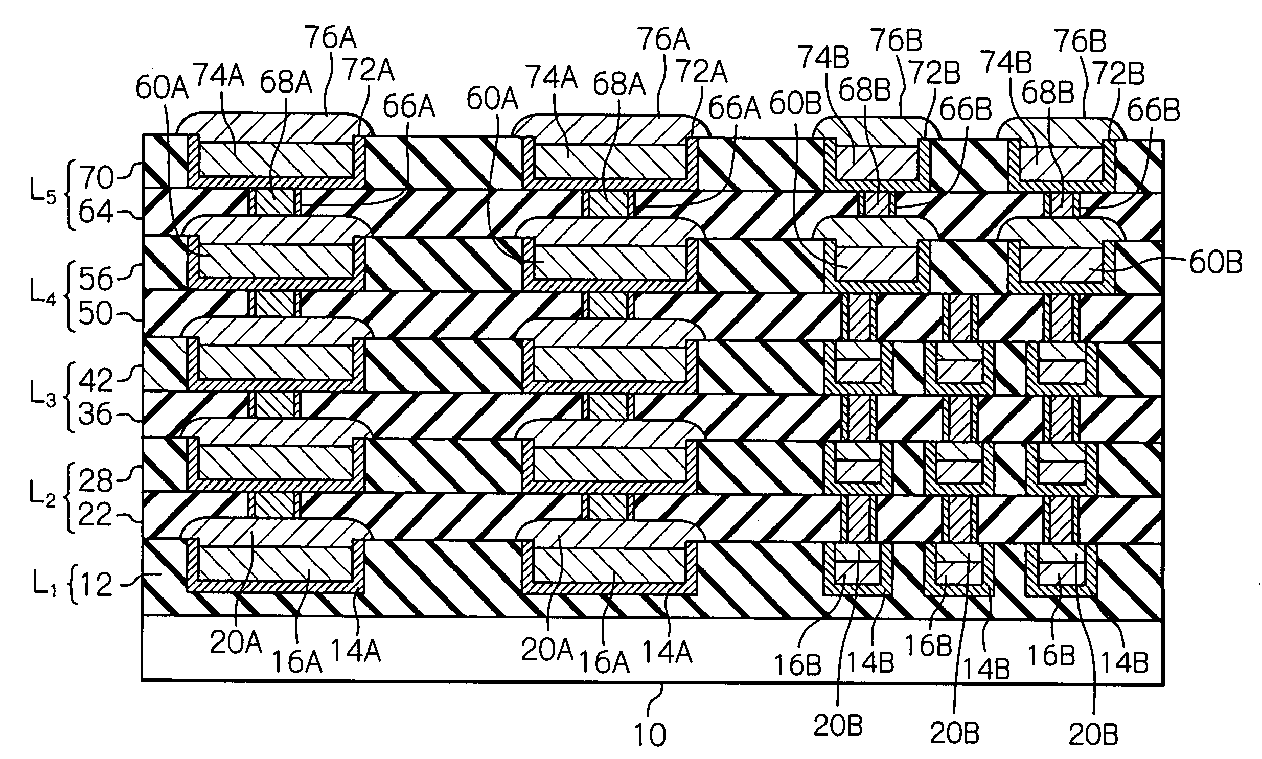 Semiconductor device featuring copper wiring layers of different widths having metal capping layers of different thickness formed thereon, and method for manufacturing the same