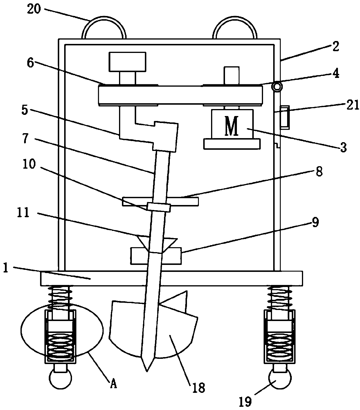 Soil loosening device for Chinese herbal medicine planting