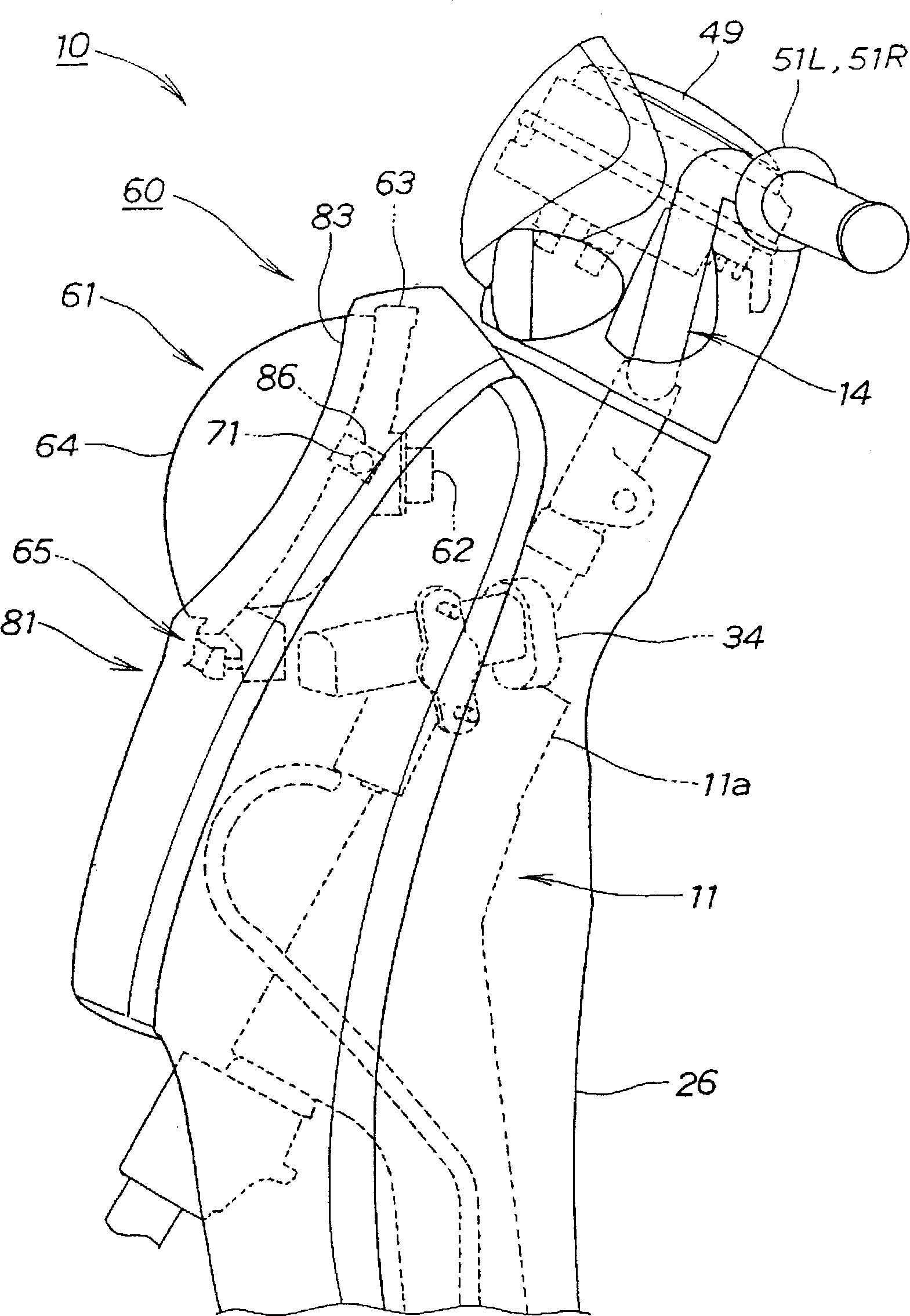 Front lamp mounting structure of vehicle