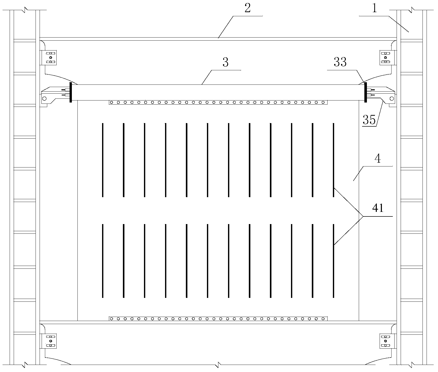 Post-tensioned prestressing self centering steel plate shear wall structure