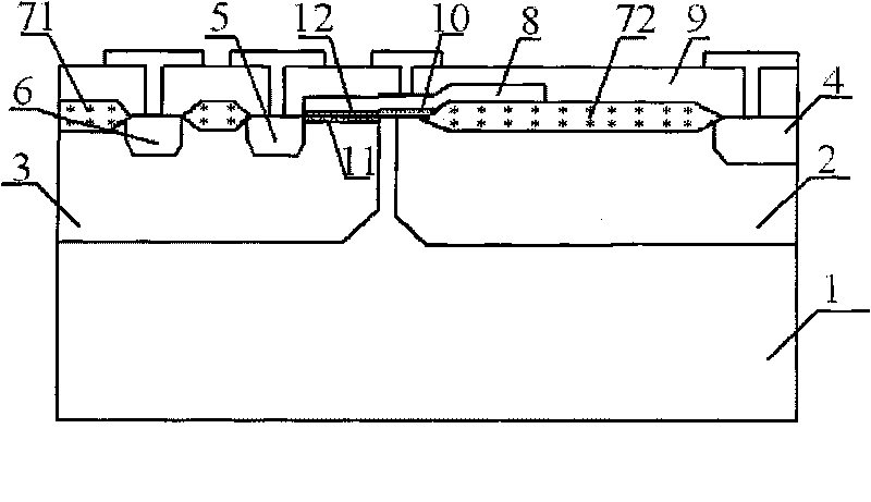 A high voltage N-type MOS transistor and the corresponding manufacturing method